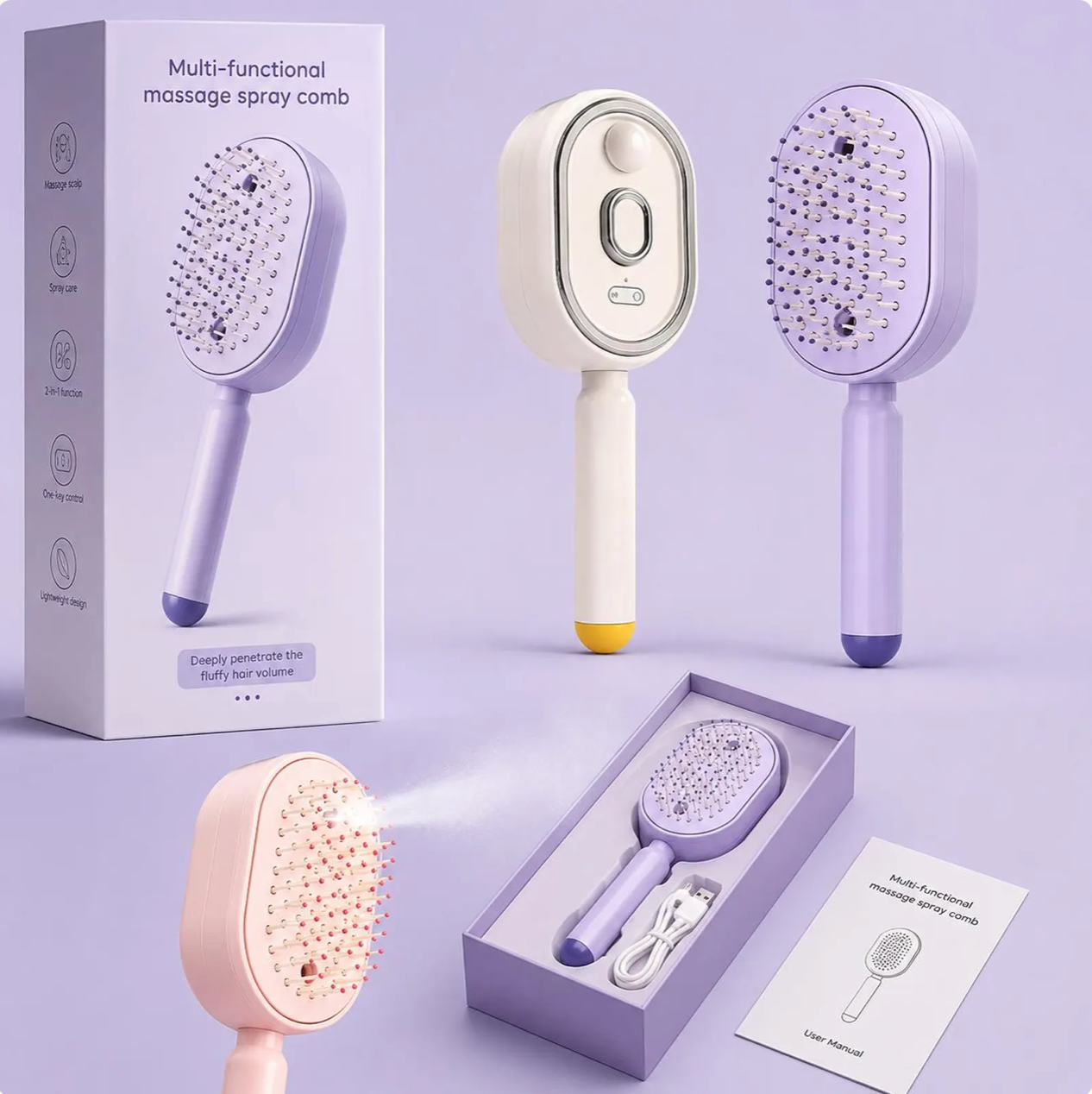 Electric Spray Air Cushions Massage Comb 3-in-1